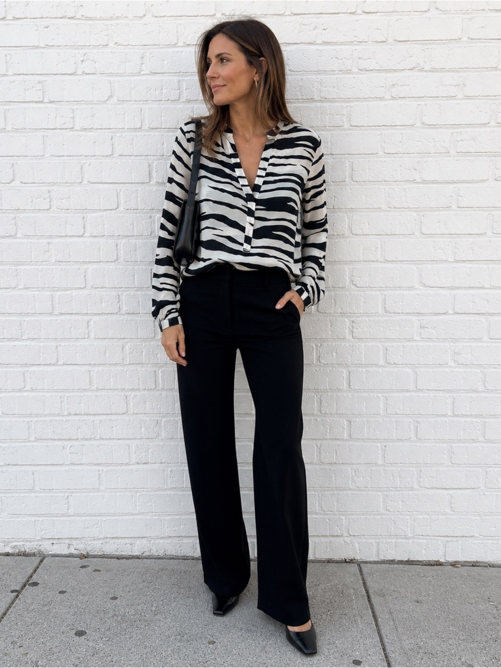 Ann Taylor Black and White Zebra Print Blouse
